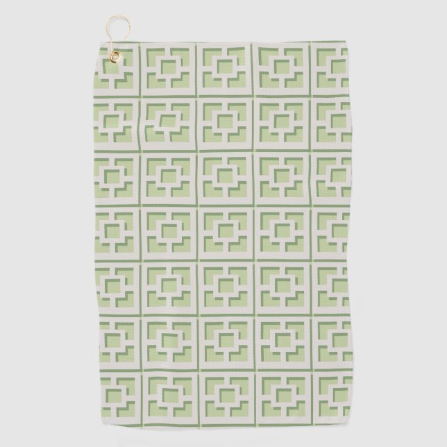 Retro Green Trellis Golf Towel (Front)