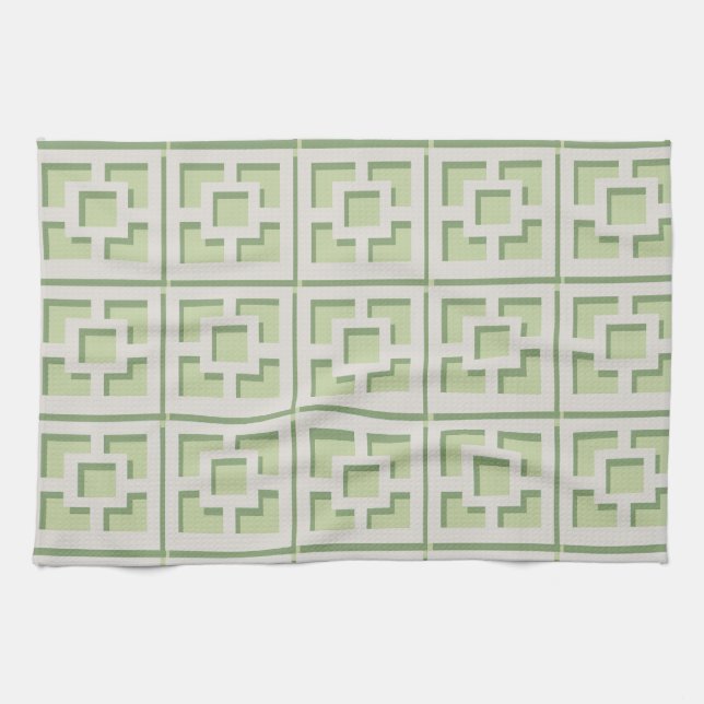 Retro Green Trellis Kitchen Towels (Horizontal)