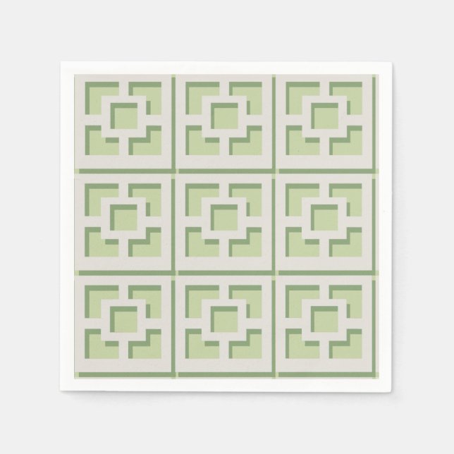Retro Green Trellis Paper Napkin (Front)