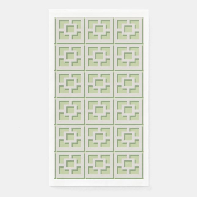 Retro Green Trellis Paper Napkin (Front)