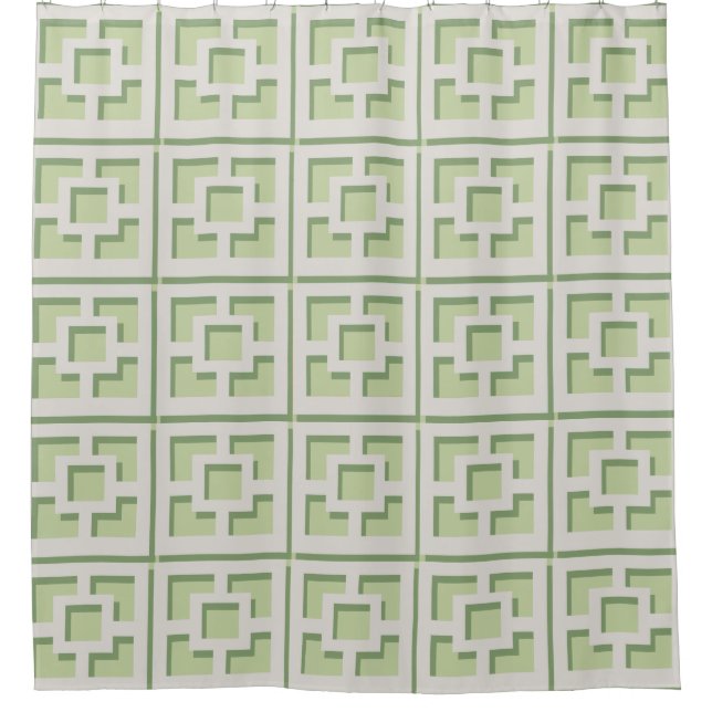 Retro Green Trellis Shower Curtain (Front)