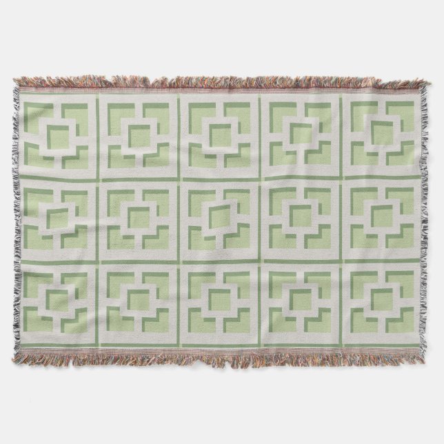 Retro Green Trellis Throw Blanket (Front)