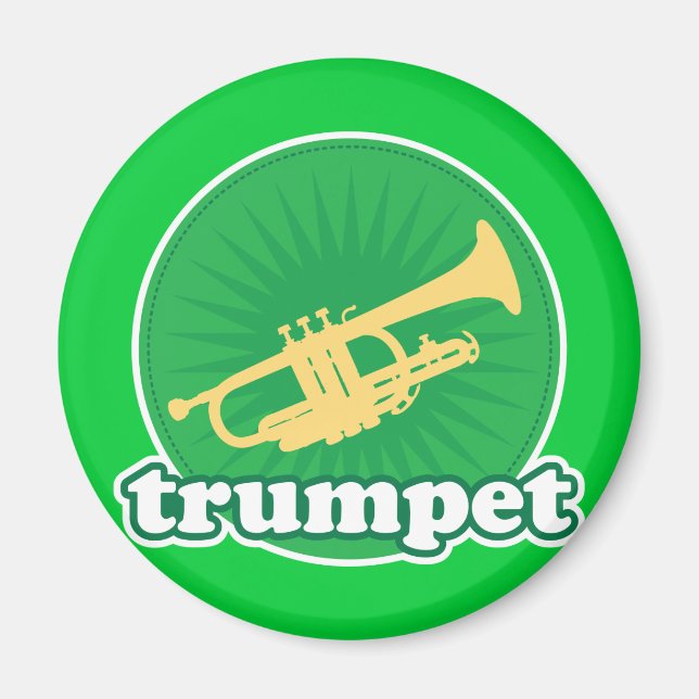 Retro Green Trumpet Music Gift Magnet (Front)