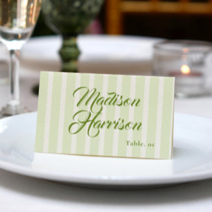 Retro Green Wedding Name Place Card DIY