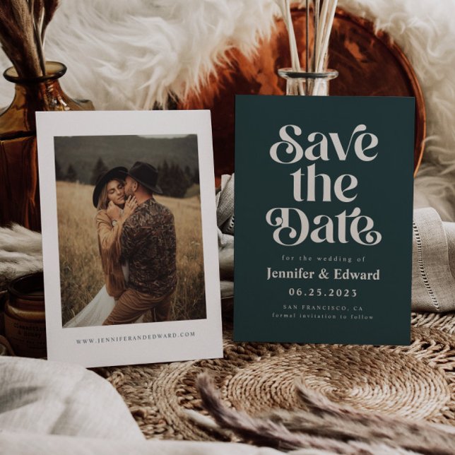 Retro Green Wedding Save The Date (Creator Uploaded)