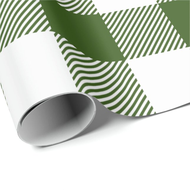 Retro Green White Christmas New Year Tartan Plaid Wrapping Paper (Roll Corner)