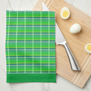 Retro Green White Plaid Pattern Kitchen Towel