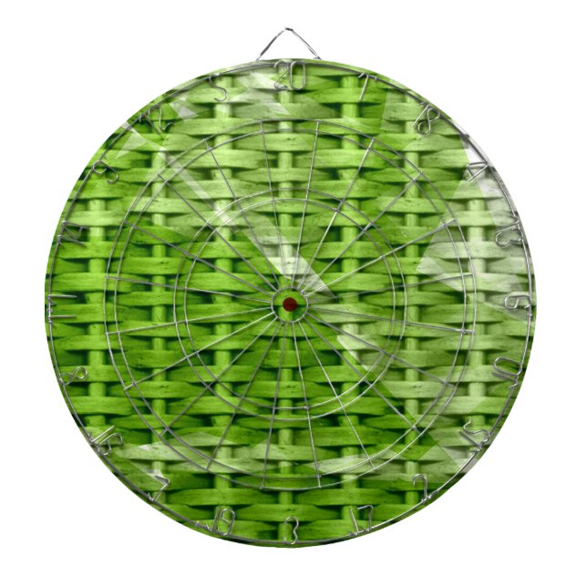 Retro green wicker art graphic design dartboard (Front)
