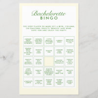 Retro Green & Yellow Bachelorette Bingo Game