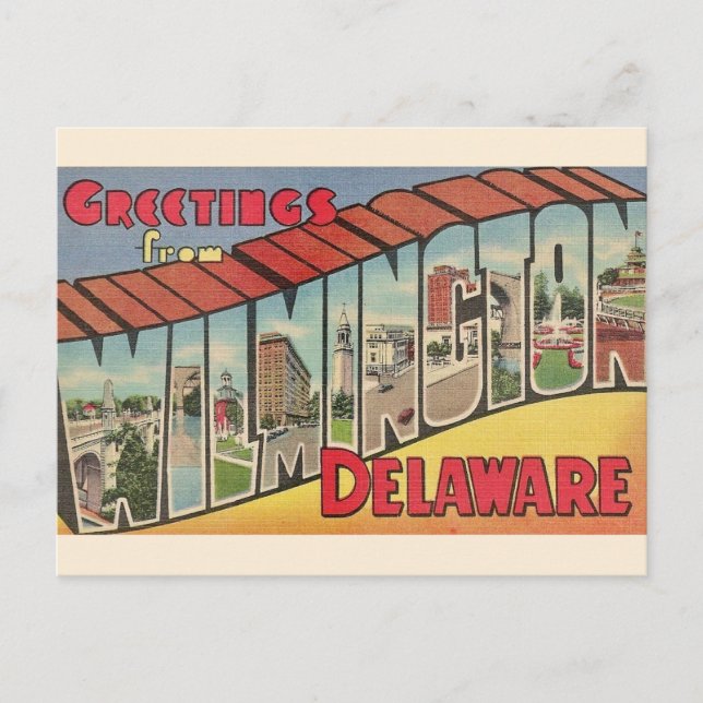 Retro Greeting for Wilmington Delaware  Postcard (Front)