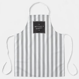 Retro Grey and White Stripes Apron