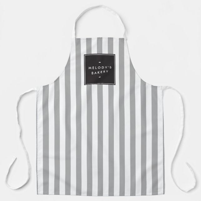 Retro Grey and White Stripes Apron (Front)