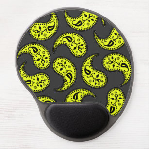 Retro Grey And Yellow Paisley Pattern Mousepad