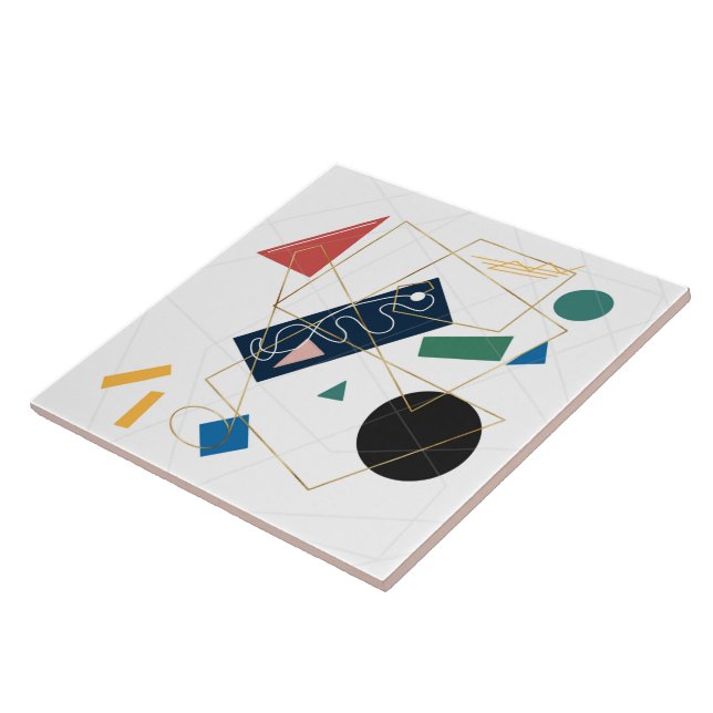 Retro Grey Big Daisy Flowers White Design Ceramic Tile (Side)