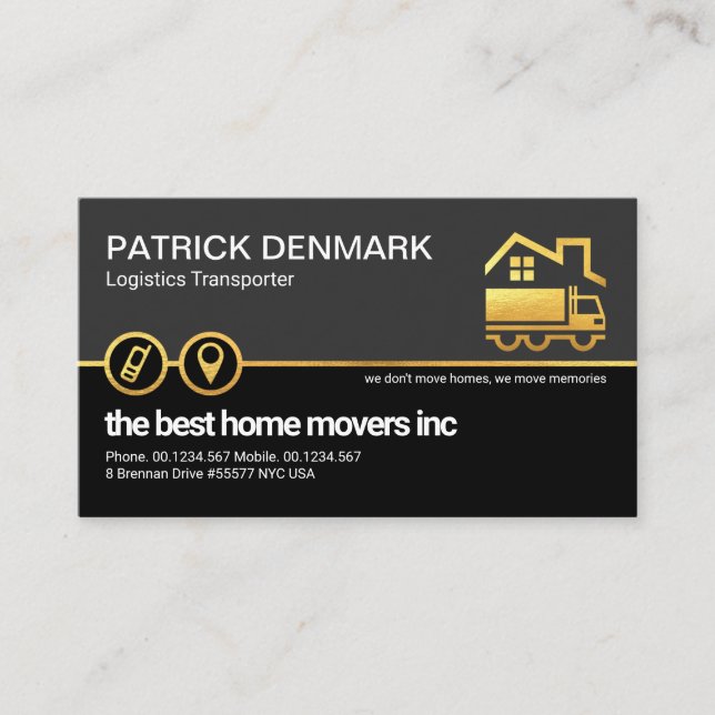 Retro Grey Black Layer Gold Truck Driver Business Card (Front)