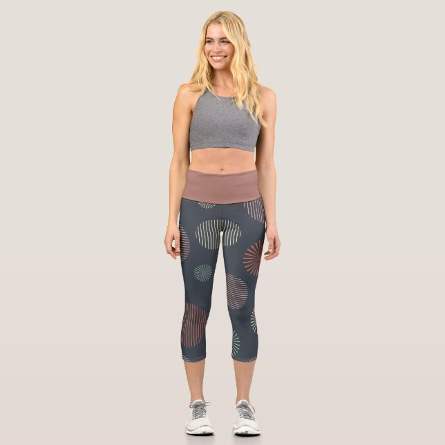 Retro Grey Capri Leggings (Front)