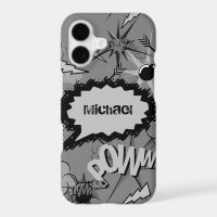 Retro Grey Custom Comic Book Pattern Personalised