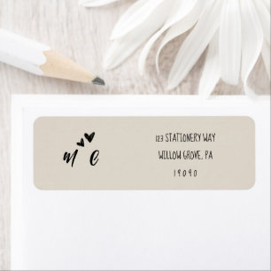 Retro Grey Hand Drawn Illustrated Wedding Return Address Label