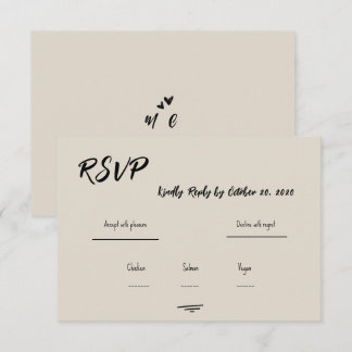 Retro Grey Hand Written Scribble Wedding RSVP 