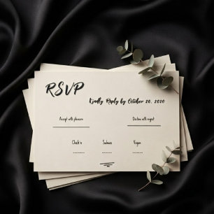 Retro Grey Hand Written Scribble Wedding RSVP Card