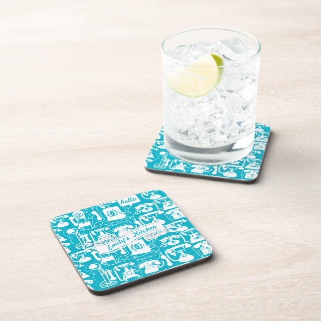 Retro Grey or Any Colour Telephone Pattern Coaster (Right Side)