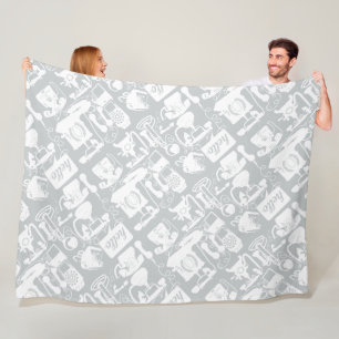 Retro Grey or any colour & White Telephone Pattern Fleece Blanket