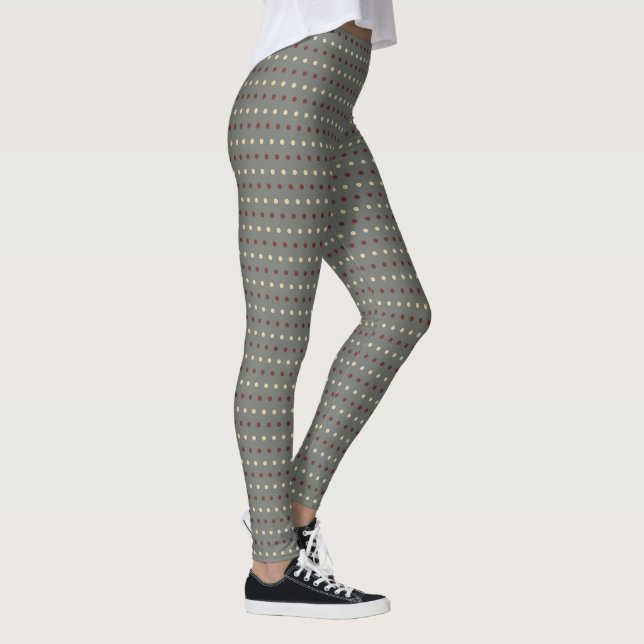Retro Grey Polka Dots Style  Leggings (Right)