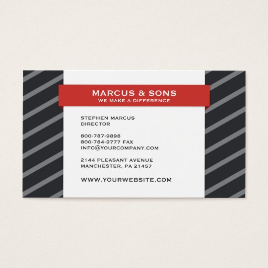 Retro Grey Red Banner Business Card