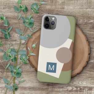 Retro Grey Sage Green Taupe Brown Ecru Art Pattern iPhone 11Pro Max Case