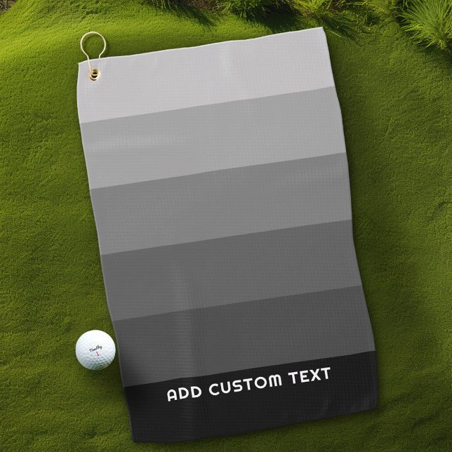 Retro Grey Stripes with Simple Sans Serif Name Golf Towel (Custom Golf Towel)