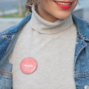 Retro Grid Abstract Pattern Personalizable 6 Cm Round Badge