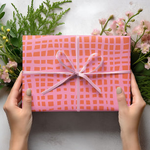 Retro Grid Abstract Pattern Wrapping Paper Sheet