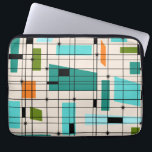 Retro Grid and Starbursts Laptop Sleeve<br><div class="desc">This Retro Grid and Starbursts Laptop Sleeve is where vintage style meets modern day. It features a cream coloured background with kitschy, off kilter squares and rectangles in teal, turquoise, This light blue, orange, and avocado green. The whimsical blocks of colour are overlayed are worked into some of the grid...</div>