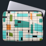 Retro Grid and Starbursts Laptop Sleeve<br><div class="desc">This Retro Grid and Starbursts Laptop Sleeve is where vintage style meets modern day. It features a cream coloured background with kitschy, off kilter squares and rectangles in teal, turquoise, This light blue, orange, and avocado green. The whimsical blocks of colour are overlayed are worked into some of the grid...</div>
