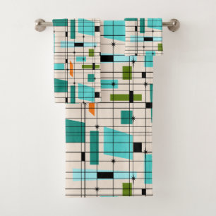 Retro Grid and Starbursts Towel Set