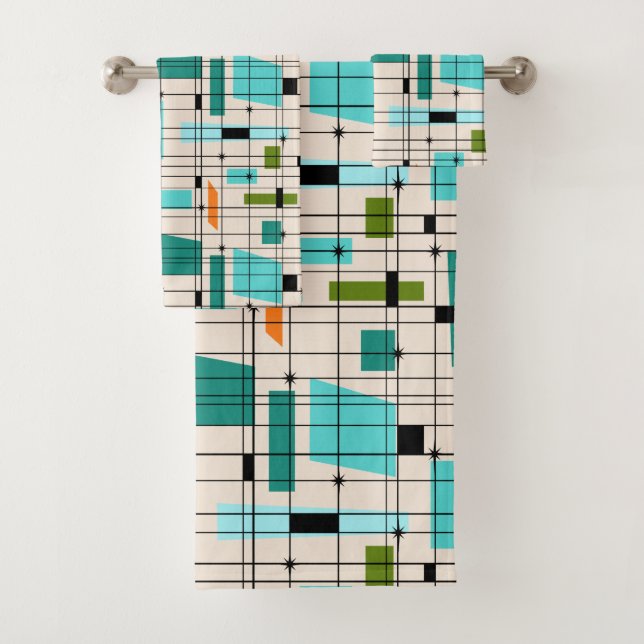 Retro Grid and Starbursts Towel Set (Insitu)