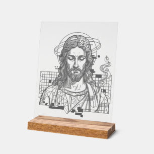 Retro Grid Jesus King Of Kings Revelation 19:16 Acrylic Sign
