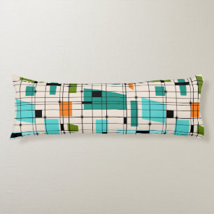 Retro Grid & Starbursts Body Pillow