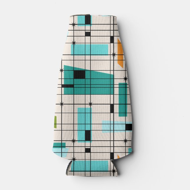 Retro Grid & Starbursts Bottle Cooler (Front)