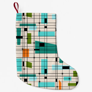 Retro Grid & Starbursts Christmas Stocking