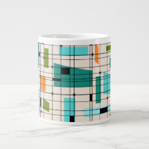 Retro Grid & Starbursts Jumbo Mug