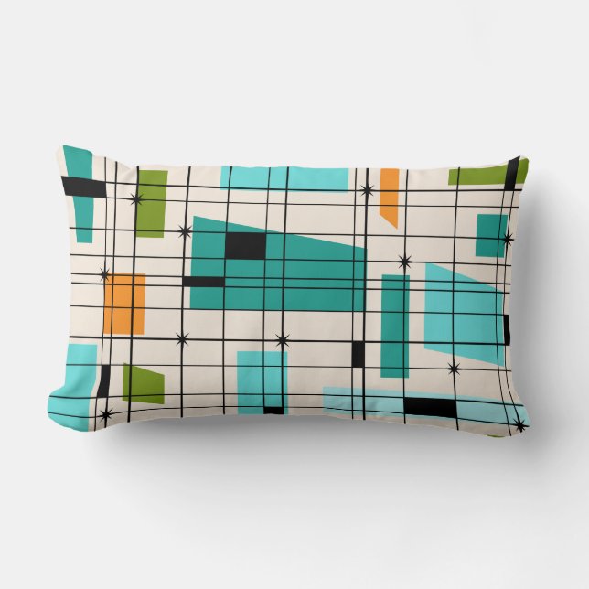 Retro Grid & Starbursts Lumbar Pillow (Front)
