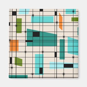 Retro Grid & Starbursts Magnet