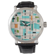 Retro Grid & Starbursts Men's Watch