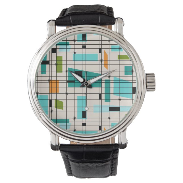 Retro Grid & Starbursts Men's Watch (Front)
