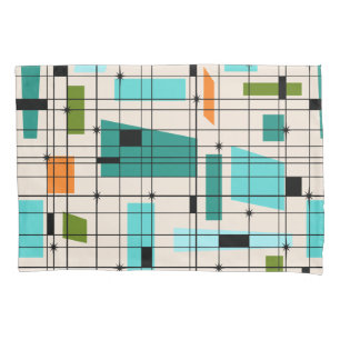 Retro Grid & Starbursts Pillowcase