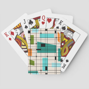 Retro Grid & Starbursts Playing Cards