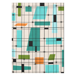 Retro Grid & Starbursts Tablecloth