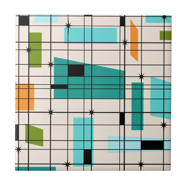 Retro Grid & Starbursts Tile (Front)