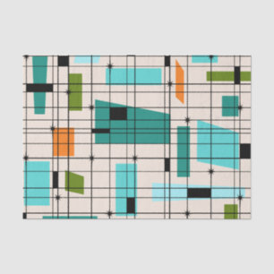 Retro Grid & Starbursts Tissue Paper